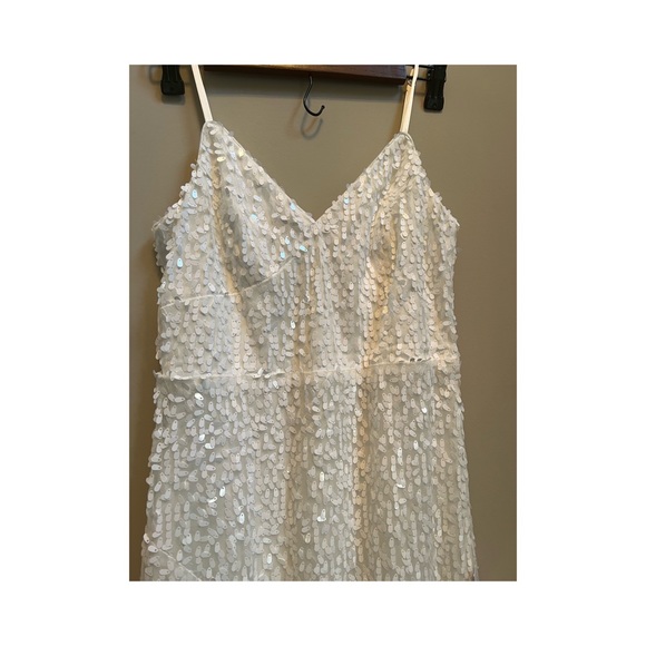 White Sequin Sleeveless Maxi Dress | wedding bachelorette - Picture 4 of 6